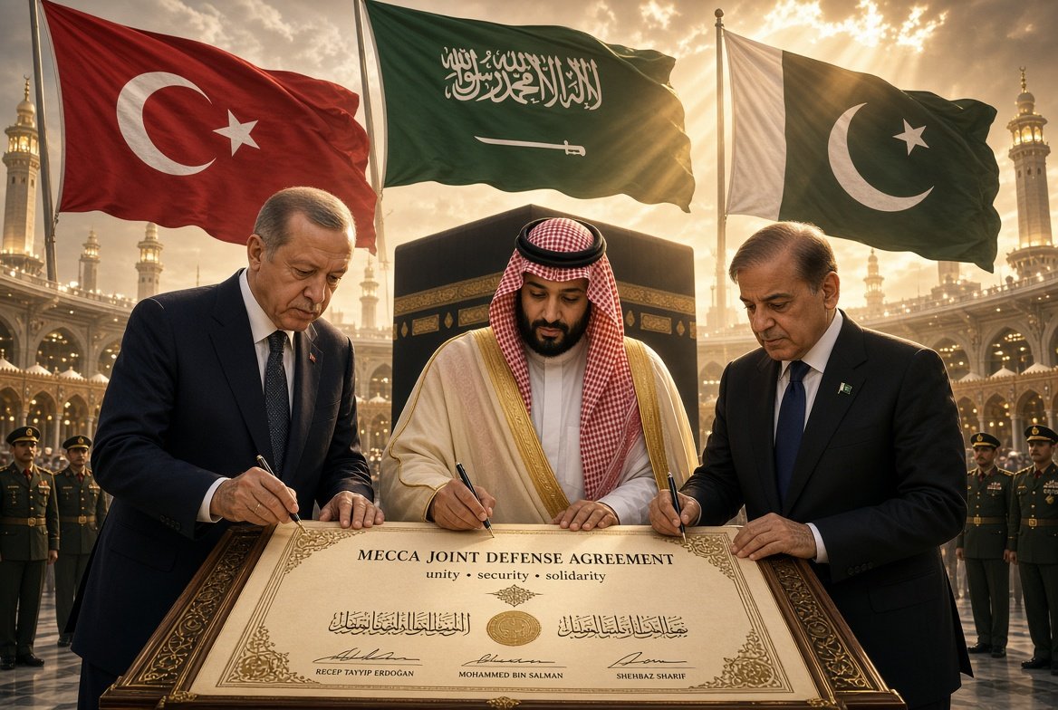 Pacto de La Meca, Recep Tayyip Erdogan, Mohamed bin Salmán, Shehbaz Sharif, Arabia Saudí, Turquía, Pakistán