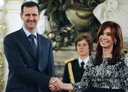 Presidente Cristina Fernández Wilhelm y Bashar al-Assad, de Siria