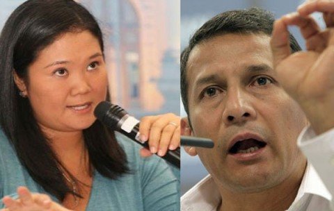 Keiko Fujimori y Ollanta Humala, presidente electo del Perú