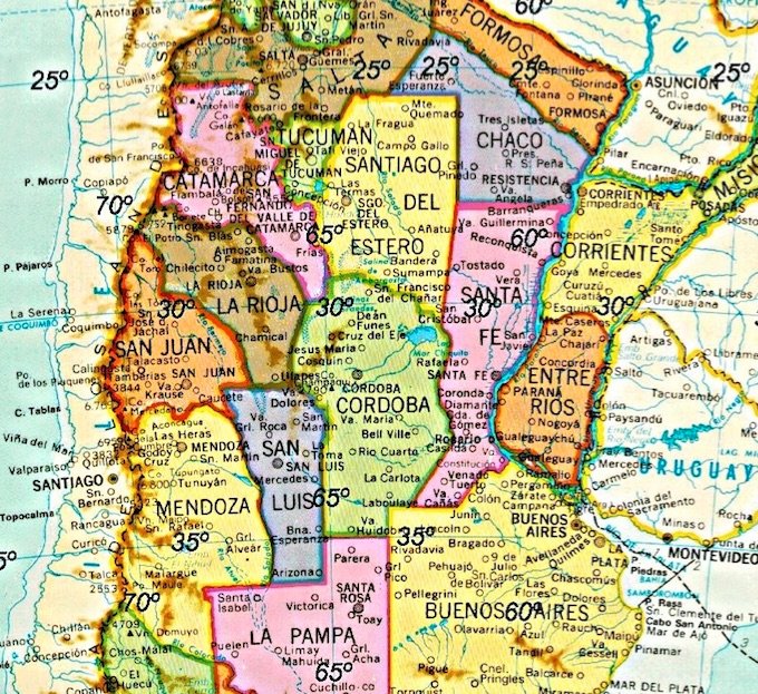 Argentina, mapa, interior