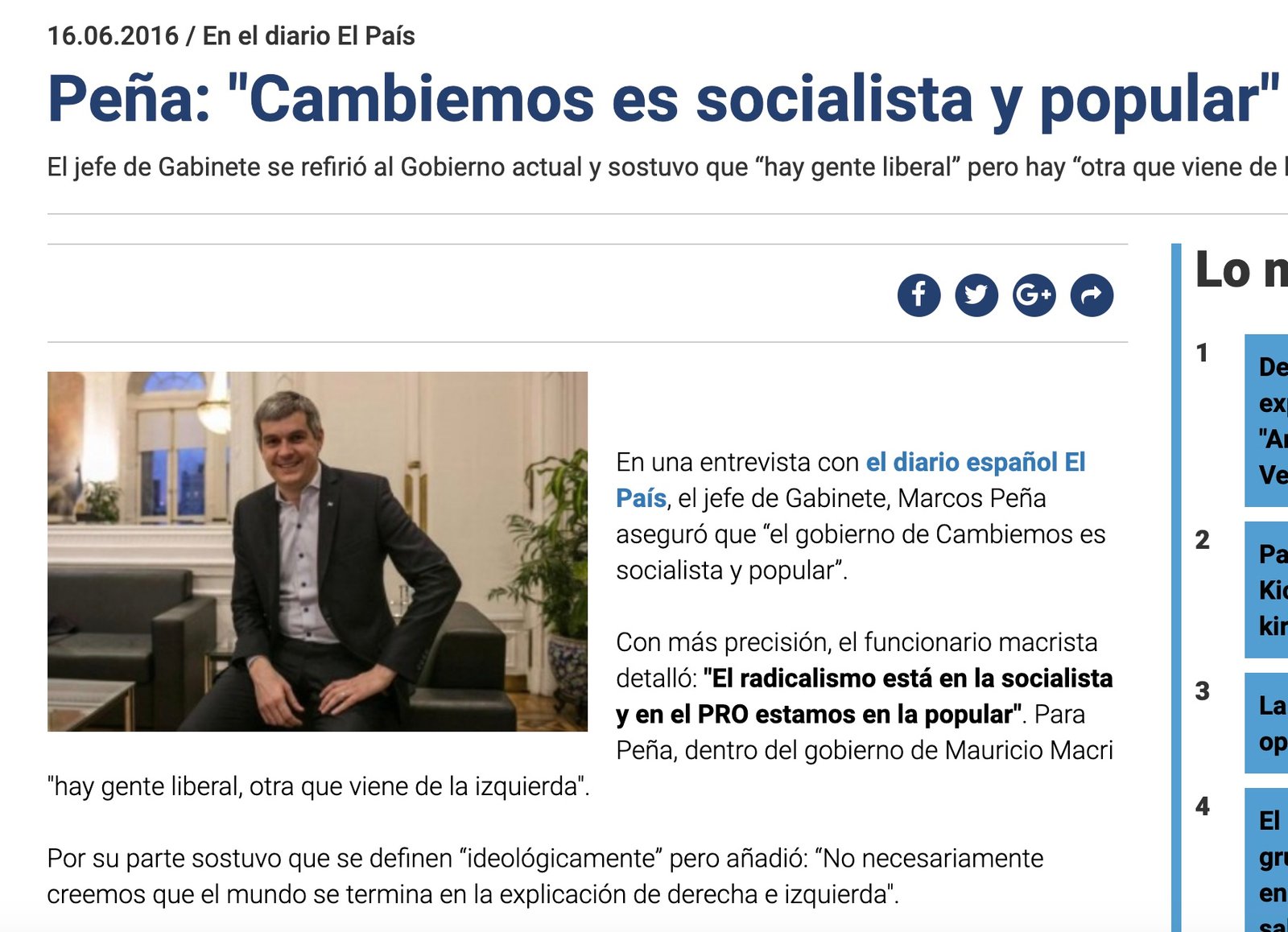 Cambiemos es socialista y popular; Marcos Peña