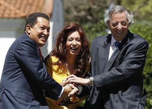 Hugo Chávez, Néstor Kirchner y Cristina Fernández Wilhelm