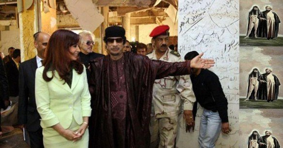 Cristina Kirchner y Muammar al-Gaddafi
