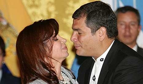 Cristina Fernández y Rafael Correa Delgado -presidente de Ecuador-