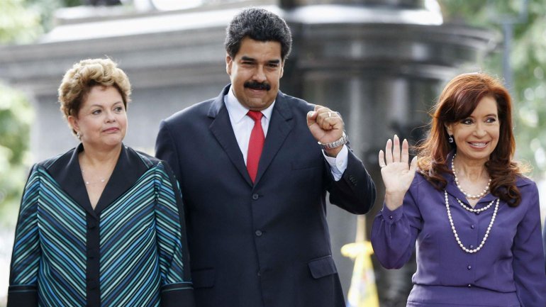 Dilma Rousseff, Cristina Kirchner y Nicolás Maduro