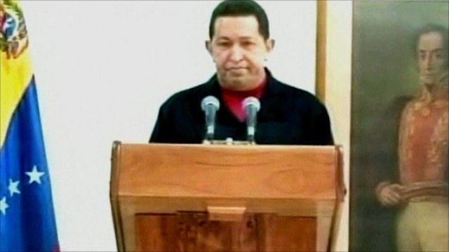 Hugo Chávez Frías, visiblemente enfermo, desde La Habana