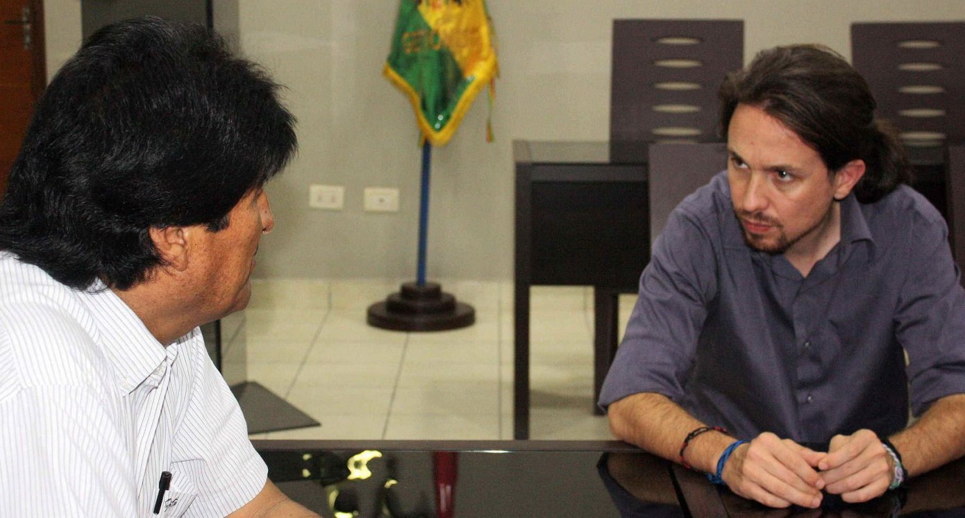 Pablo Iglesias y Evo Morales