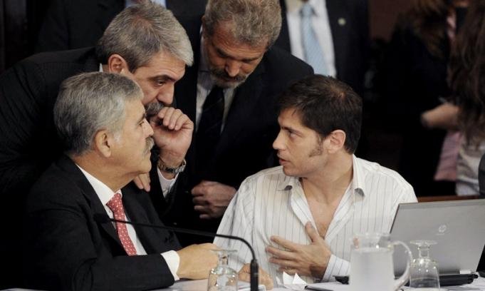 Julio De Vido, junto a Agustín Rossi, Aníbal Fernández y Axel Kicillof