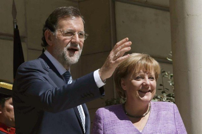 Mariano Rajoy Brey, junto a Angela Merkel