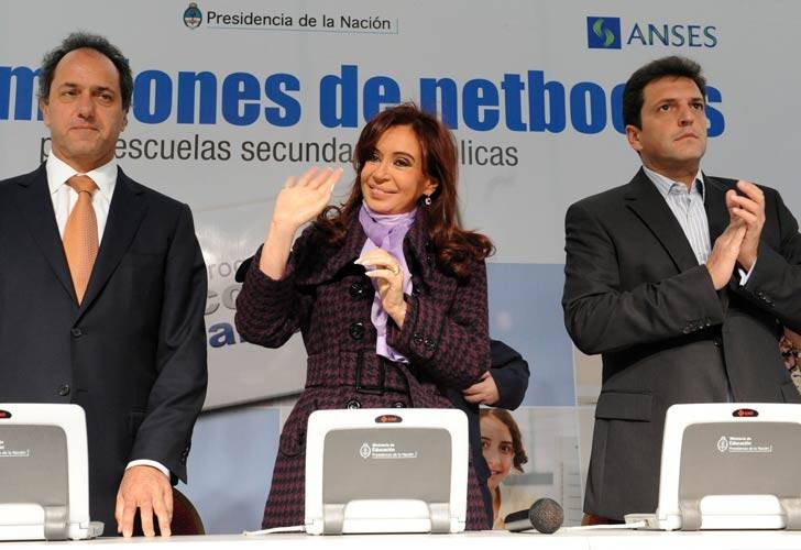 Daniel Scioli, Cristina Kirchner y Sergio Massa