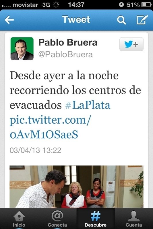 Cuenta de Twitter del intendente platense Pablo Bruera