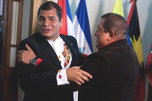 Presidents Rafael Correa and Hugo Chavez