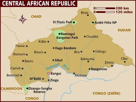 República Centroafricana, mapa