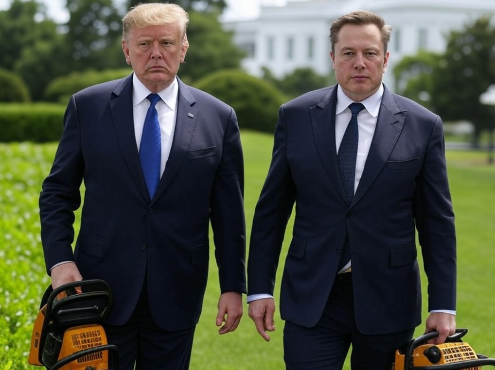 Donald Trump, Elon Musk, Motosierra